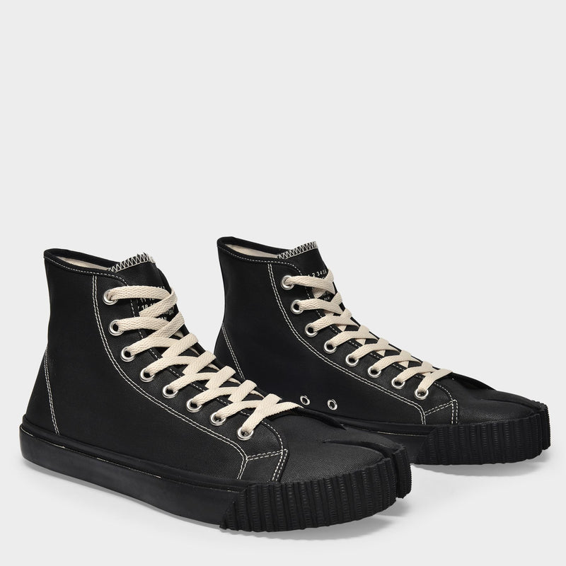 Tabi High Top Sneakers in Black Canvas