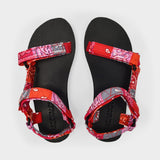 Trekky Quilt Sandals in Red Canvas