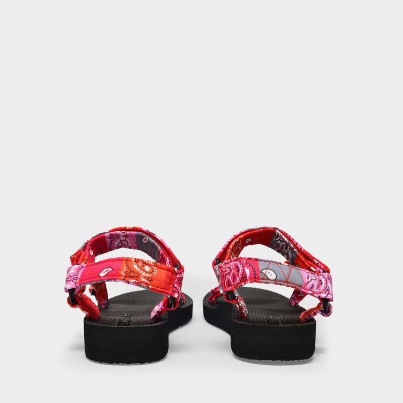 Trekky Quilt Sandals in Red Canvas
