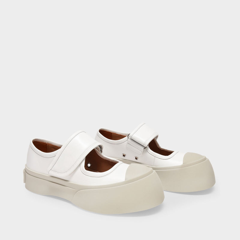 Pablo Mary Janes in White Leather