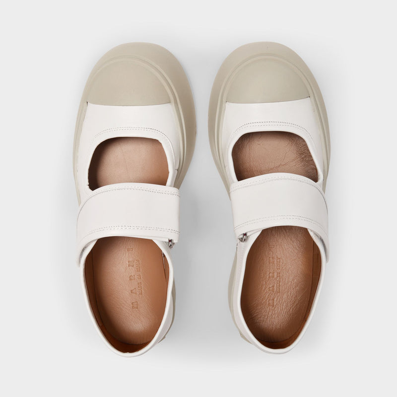 Pablo Mary Janes in White Leather