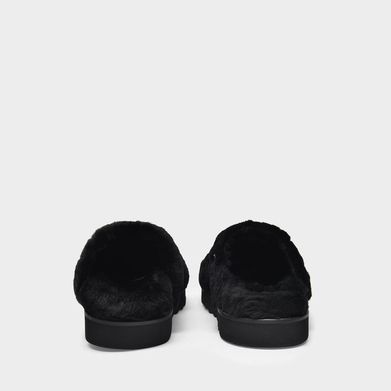 Clogs in Black Leather and Fur