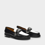 Loafers in Black and White Leather
