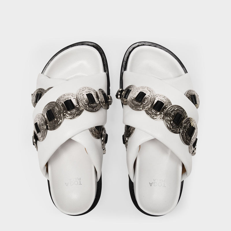 Sandals in White Leather