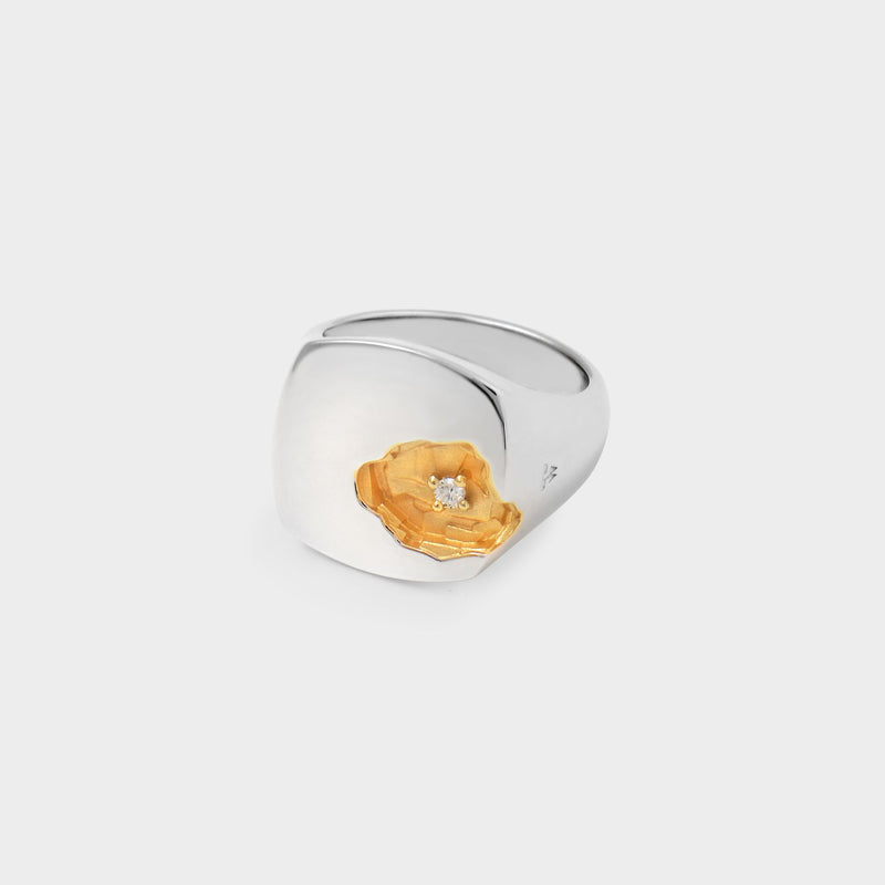 Mined L Ring - Tom Wood - Silver/14K Gold