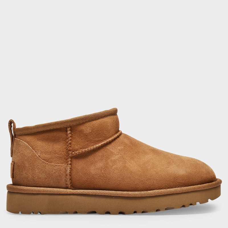 Classic Ultra Mini Ankle Boots in Brown Leather