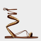 Rockstud No Limit Sandals in Brown Leather