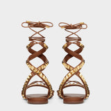 Rockstud No Limit Sandals in Brown Leather