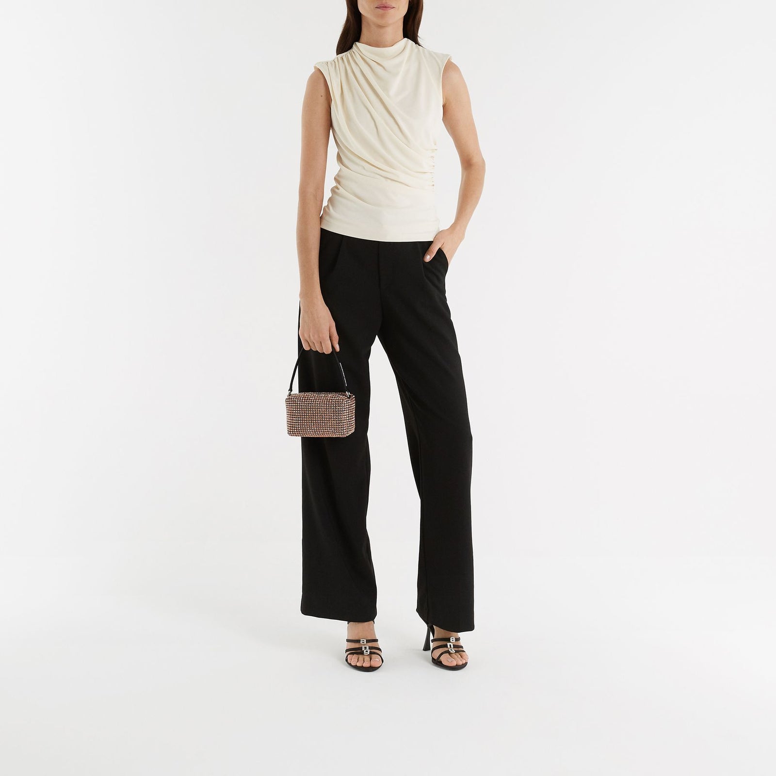 サンダル・ミュール Nala 105 Logo Sandals - Alexander Wang - Black - Satin Nala 105 Logo Sandals - Alexander Wang - Black - Satin