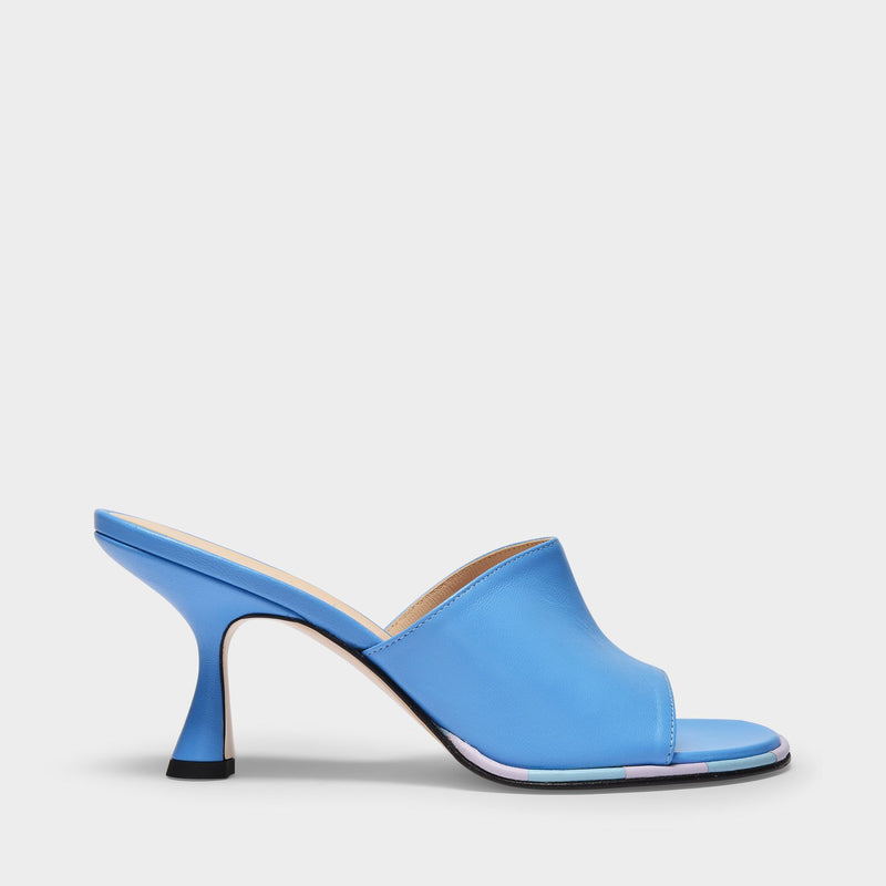 Agnes Slides in Blue Leather