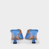 Agnes Slides in Blue Leather