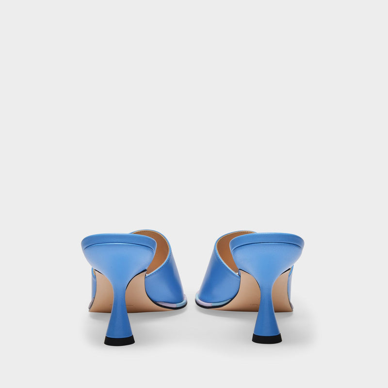 Agnes Slides in Blue Leather