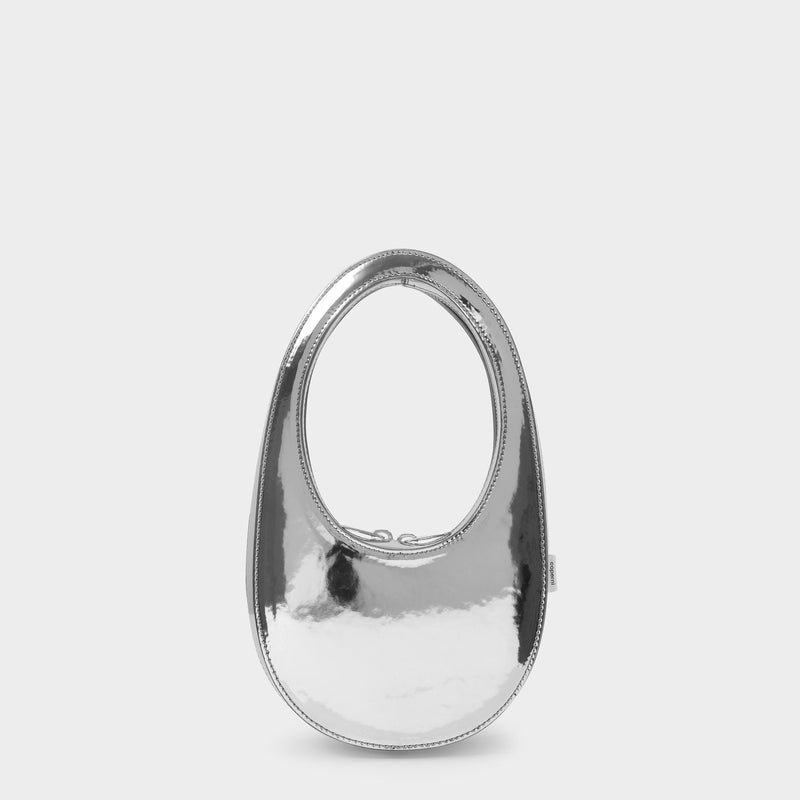 Mini Swipe Bag in Silver Leather