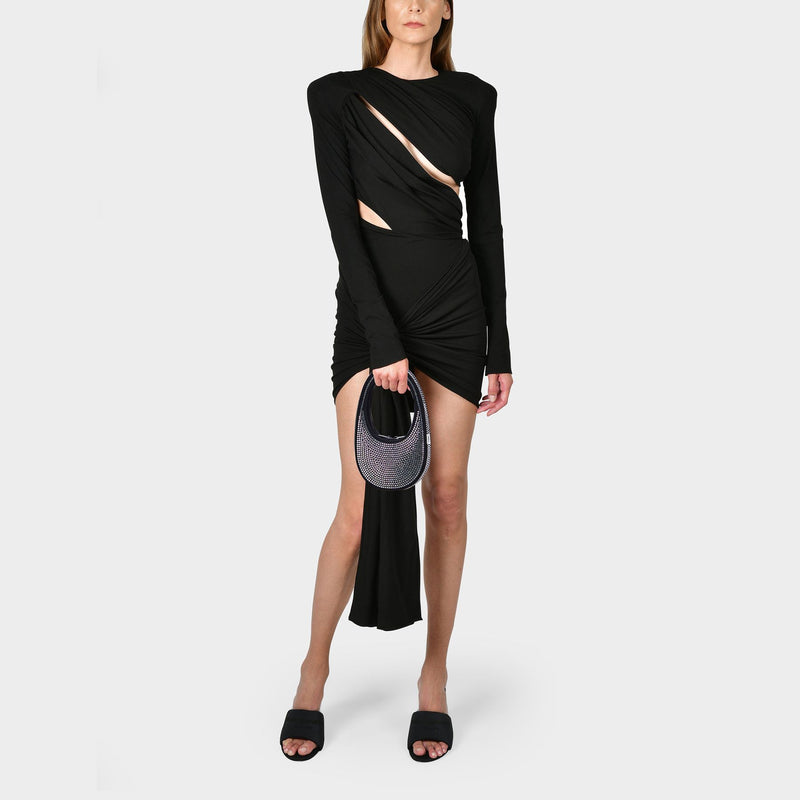 Mini Swipe  Handbag - Coperni - Black Crystal - Strass