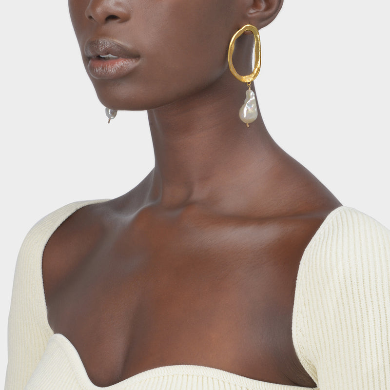 Shadow And Pearl Earrings