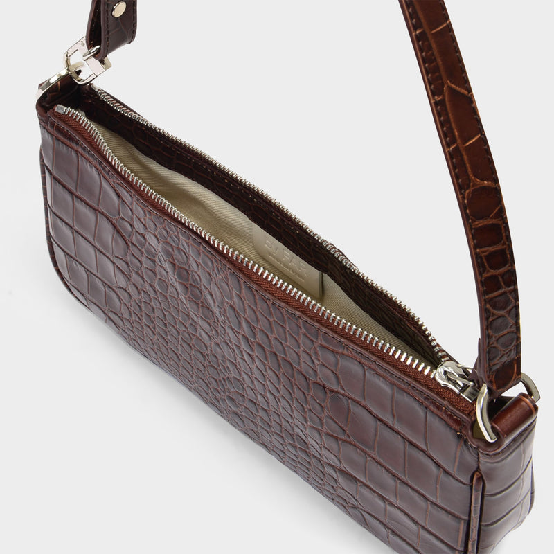 Rachel Bag in Nutella Brown Croco Embossed Leather