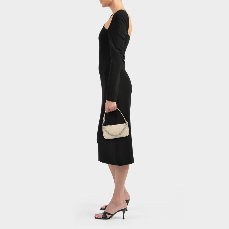 Mini Rachel Bag in Cream Croco Embossed Leather