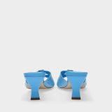 Noor Sandals in Blue Lagoon Grained Leather