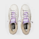 Super-Star Baskets in White and Mauve Leather