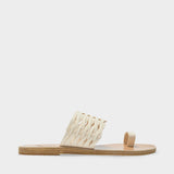 Thalia Woven Sandals in Off White Leather