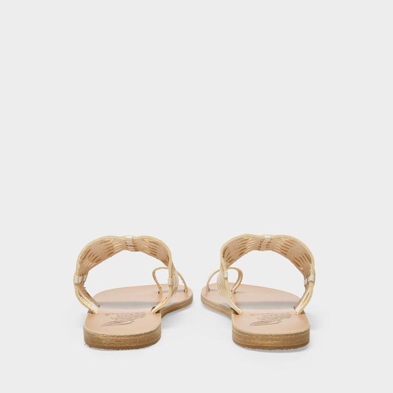 Thalia Woven Sandals in Off White Leather