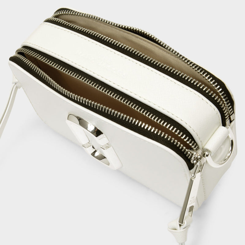 Snapshot Dtm Leather Crossbody Bag In Moon White/white