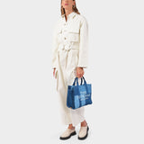 Medium Traveler Tote in Blue Denim Cotton