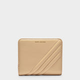 Mini Compact Wallet in Beige Leather