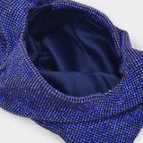 Mini Crystal Mesh Armpit Bag in Blue Rhinestones