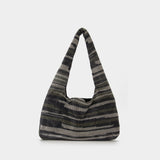 Crystal Mesh Armpit Hobo Bag - Kara - Black Stripes - Strass