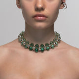 Green Silver Trinity Choker Necklace