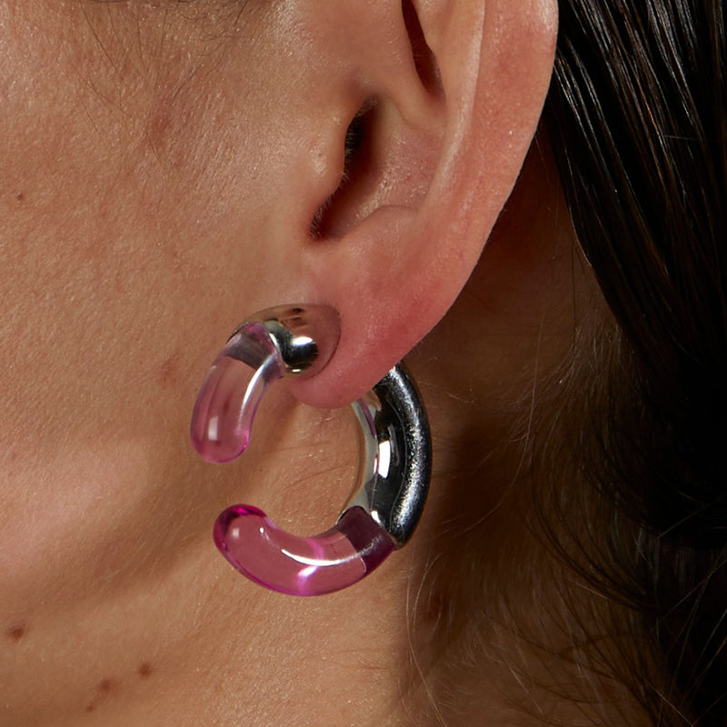 E1 Earrings in Pink Resin