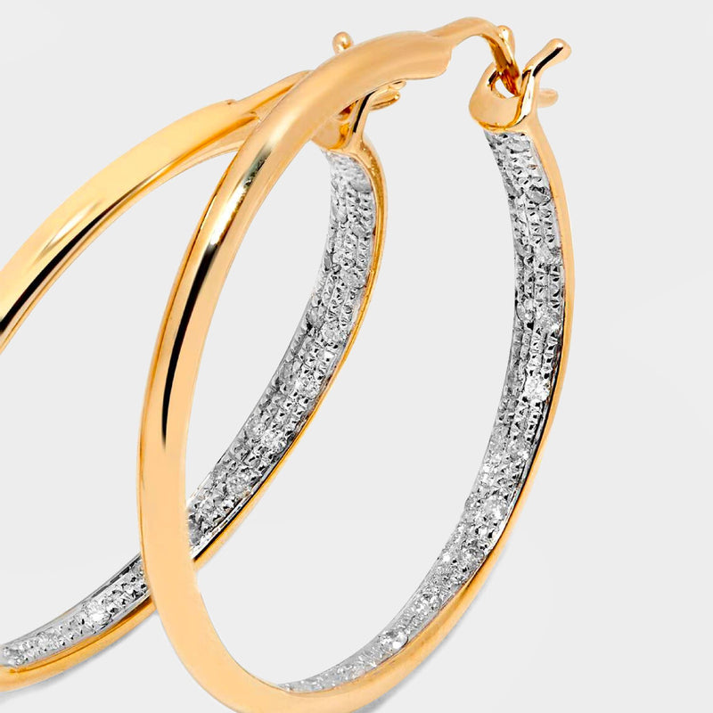 Diamanté Torsade Hoops in Yellow Gold