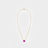 Small Solitary Heart Necklace in 9 carat gold and diamonds