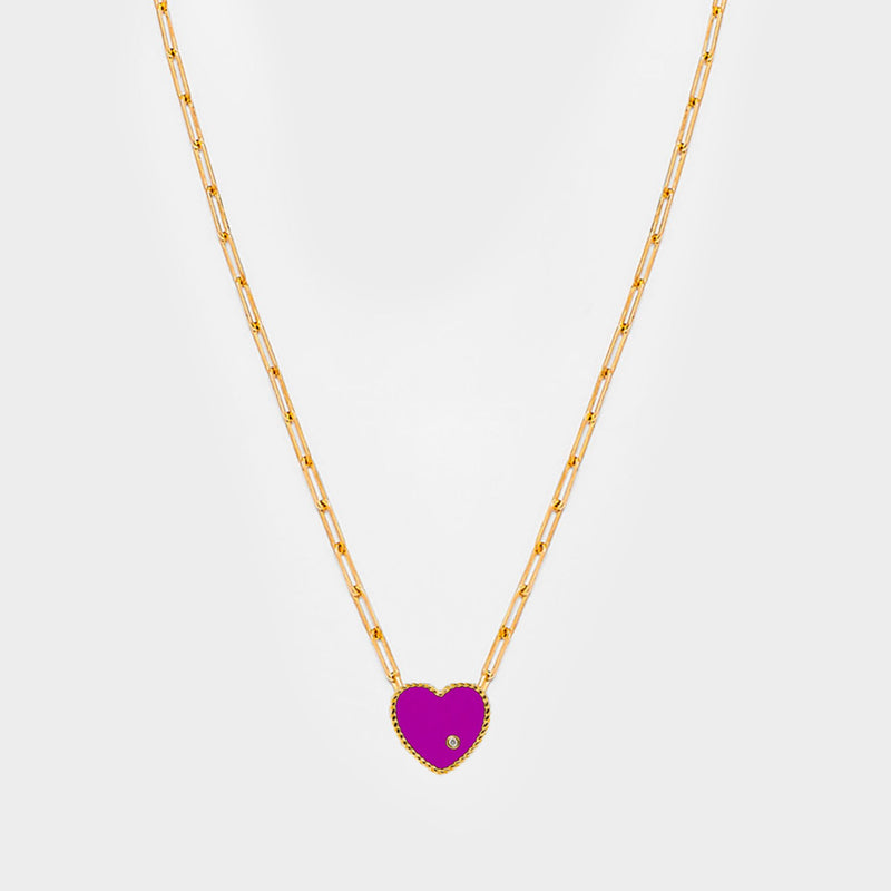 Small Solitary Heart Necklace in 9 carat gold and diamonds