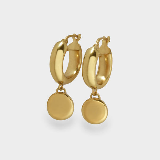 Circle Puff Huggies in Gold Vermeil