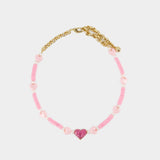 Pink Heart Earrings - Shourouk - Strass - Pink