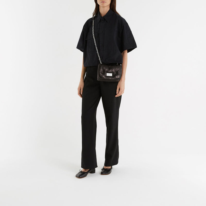 Glam Slam Flap Small Hobo Bag - Maison Margiela - Black - Leather