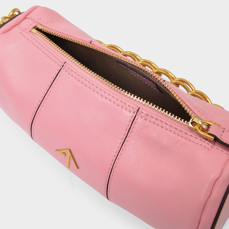 Mini Cylinder Bag in Pink Leather