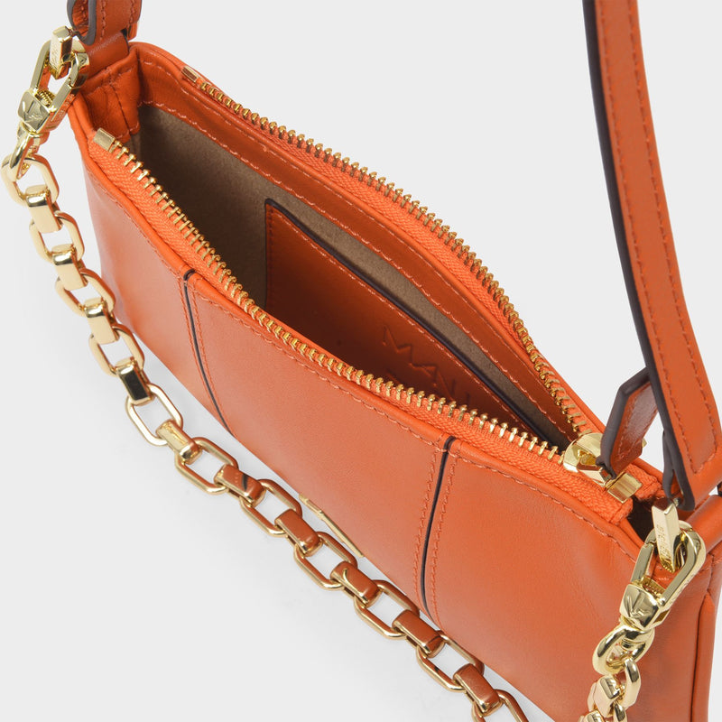 Mini Pita Bag in Orange Leather