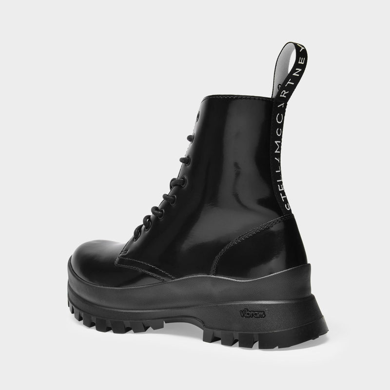 Trace Ankle Boots in Black Polyurethane