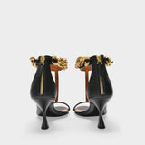 Falabela 45 Sandals in Black Synthetic Leather