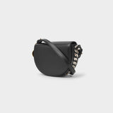 Small Flap Shoulder Bag in Black Vegan Leather