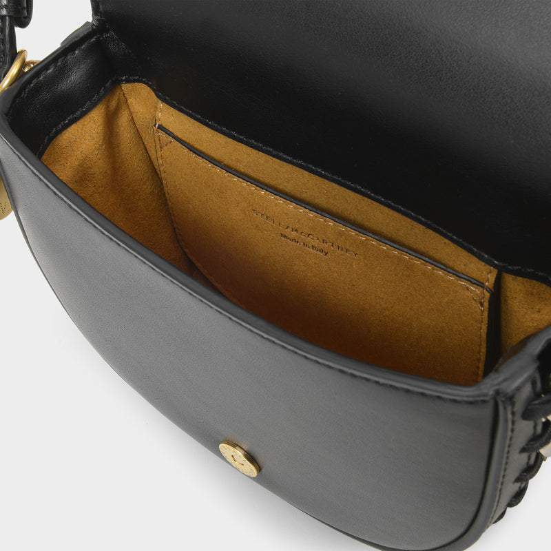 Small Flap Shoulder Bag in Black Vegan Leather