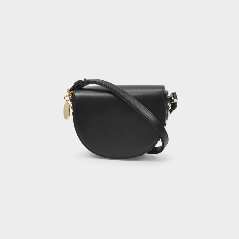 Small Flap Shoulder Bag in Black Vegan Leather