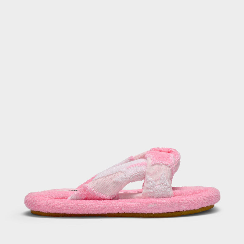 Slippers in Pink Terry Cloth