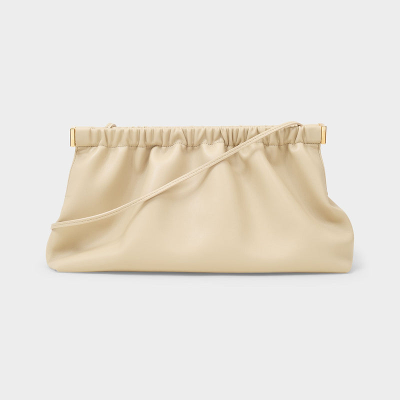 The Bar Clutch Bag in Beige Vegan Leather