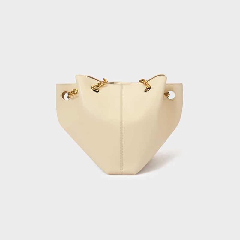 The Gather Bucket Bag in Beige Vegan Leather