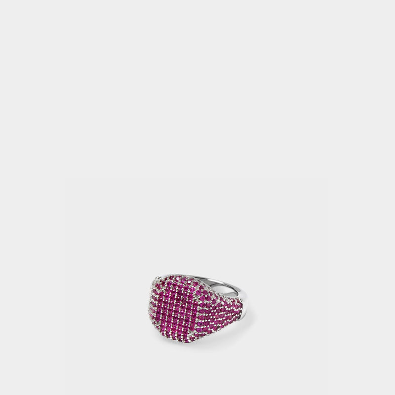 Pave Signet Ring in Purple Silver