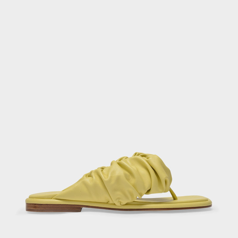 Nuvola Slides in Dusty Yellow Leather